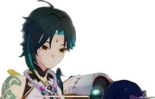 😌 Xiao Genshin Impact Anime, Genshin Impact, Gra wideo, Xiao, Postać, Gra telegram sticker