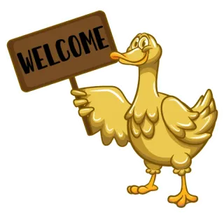 💚 WELCOME 오리, 환영, 표지판, 만화, 동물, 새, 인사 telegram sticker