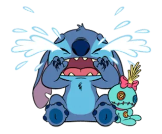 😭 Stitch Lilo & Stitch стич, лило и стич, плачет, дисней, мультфильм, грустный whatsapp sticker