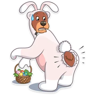😥 oso, disfraz de conejo, Pascua, cesta, huevos whatsapp sticker
