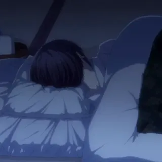 🕸 dormire, letto, notte, anime, stanco, riposo telegram sticker