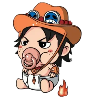 😚 Ace One Piece Ace, One Piece, baby, anime, pirate, cartoon telegram sticker