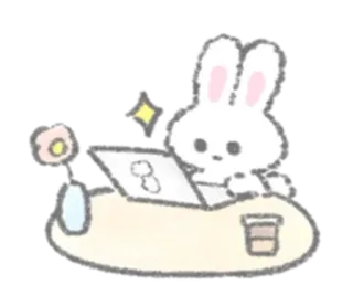 🍡 lapin, lapinou, dessin, café, dessin animé, mignon, autocollant telegram sticker