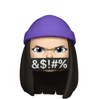 💜 &$\!#% Emoji, Censurado, Irritado, Gorro, Mulher, Palavrões telegram sticker