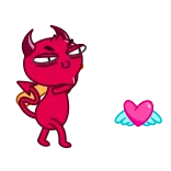 💔 devil, cartoon, heart, wings, love, cute, red telegram sticker