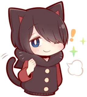 🙂 gatto, anime, cartone animato, chibi, kawaii, manga, scintillio, carino whatsapp sticker