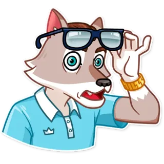 😨 Loup, Lunettes, Anthropomorphe, Dessin animé, Surpris, Autocollant telegram sticker