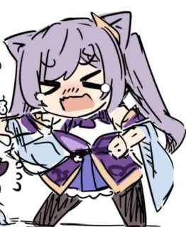 🏖 Keqing Genshin Impact anime, genshin impact, keqing, video game, sticker, cute, chibi telegram sticker