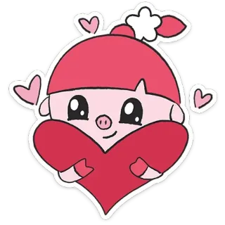 🥰 Hoạt hình, Heo, Tình yêu, Trái tim, Dễ thương, Kawaii, Nhãn dán telegram sticker