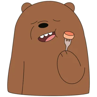 🥞 orso, cartone animato, cibo, forchetta, mangiare telegram sticker