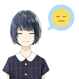 😑 Anime, Fille, Dessin animé, Illustration, Inexpressif, Personnage telegram sticker