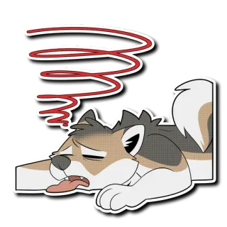 🌀 chien, dessin animé, fatigué, malade, épuisé, vertige telegram sticker
