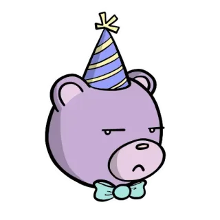 👍 ours, chapeau de fête, nœud papillon, dessin animé, animal, fête telegram sticker