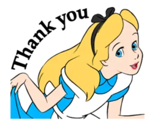 😇 Alice Alice in Wonderland 앨리스, 이상한 나라의 앨리스, 만화, 금발, 파란 드레스, 클래식, 캐릭터 telegram sticker