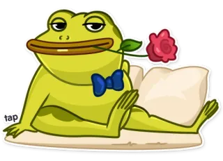 🌹 ếch, hoa hồng, nơ, phim hoạt hình, động vật, lưỡng cư whatsapp sticker