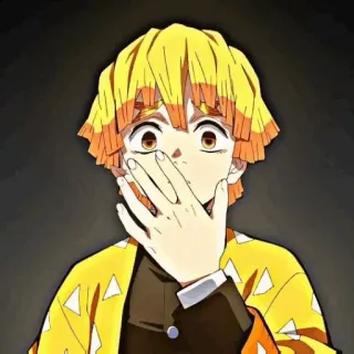 👺 Zenitsu Agatsuma Demon Slayer 애니메이션, 귀멸의 칼날, 젠이츠, 캐릭터, 무서워하는 telegram sticker