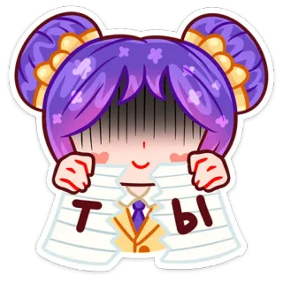 💔 Ты pegatina, anime, personaje, pelo morado whatsapp sticker