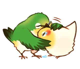 😞 oiseau, câlin, mignon, amour, kawaii, affection, animal, dessin animé whatsapp sticker