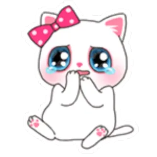 😢 chat, mignon, kawaii, suppliant, triste, larmes, autocollant telegram sticker