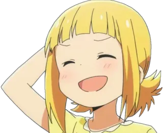 😅 anime, cartone animato, ragazza, sorridente, felice, personaggio telegram sticker