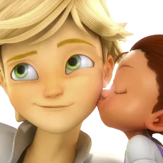 😙 Adrien Agreste Miraculous: Tales of Ladybug & Cat Noir bisou, joue, amitié, Miraculous Ladybug, Adrien, dessin animé telegram sticker