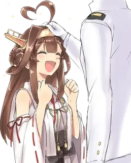 😄 garota anime, acariciando cabeça, sorrindo, fofo, arte, anime telegram sticker