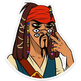 👀 cartoon, character, sticker, pirate, eyes, red bandana telegram sticker