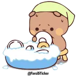 💦 FarahSticker fofo, urso, lavando, louça, banho telegram sticker