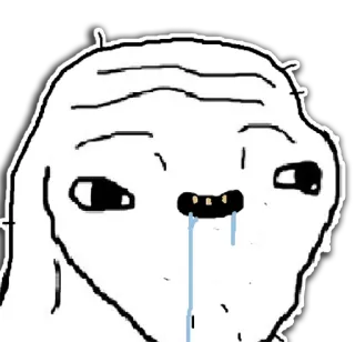 🤤 Meme, Triste, Pleurs, Blanc, Visage, Dessin telegram sticker