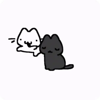 😌 cat, cute, animal, cartoon, sticker, kawaii, black cat, white cat telegram sticker