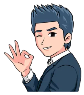 👌 uomo, affari, ok, completo, occhiolino, cartone animato whatsapp sticker