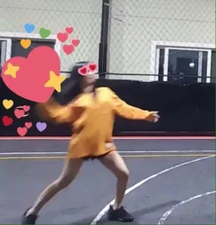 💕 orang, kaos kuning, emoji hati, bintang, dalam ruangan, aksi whatsapp sticker