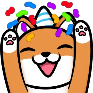 🎉 cão, filhote, celebração, festa, confete, fofo, feliz, shiba inu whatsapp sticker