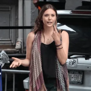 ◾️ woman, middle finger, offensive gesture, person, scarf, street telegram sticker