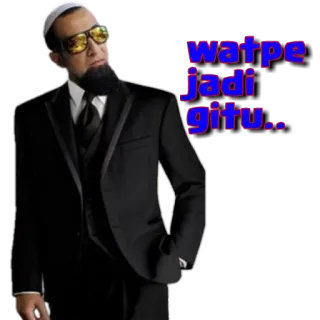 ☝ watpe jadi gitu.. uomo, completo, occhiali da sole, barba, malese whatsapp sticker