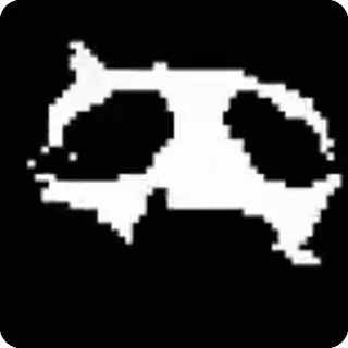 💀 sticker, pixel art, animal, raccoon, black and white whatsapp sticker