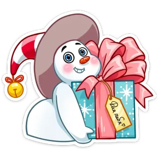 🎁 Для тебя muñeco de nieve, regalo, obsequio, invierno, navidad, fiesta, celebración whatsapp sticker
