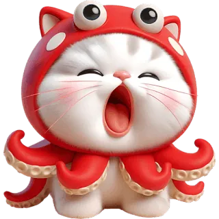😖 cat, cute, animal, sticker, octopus telegram sticker