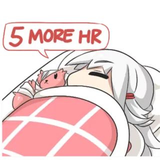 💤 5 MORE HR sleep, bed, tired, lazy, cartoon telegram sticker
