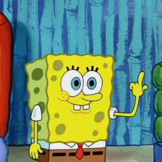 🖕 SpongeBob SquarePants สพันจ์บ็อบ, การ์ตูน, นิ้วกลาง, ท่าทางไม่สุภาพ telegram sticker