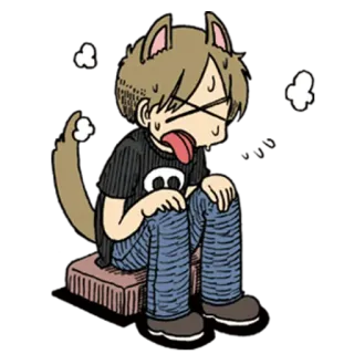 😫 Anime, Cartone animato, Lupo, Esaurito telegram sticker