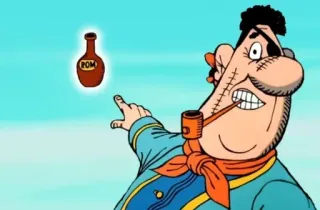 🍺 ROM Desenho animado, Rum, Garrafa, Cachimbo, Pirata telegram sticker
