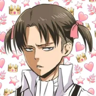 ❤️ Levi Ackerman Attack on Titan リヴァイ・アッカーマン, アニメ, 進撃の巨人, かわいい, 可愛い, ツインテール telegram sticker