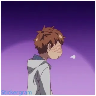 😳 Stickergram anime, malu, tersipu, anak laki-laki, kartun telegram sticker