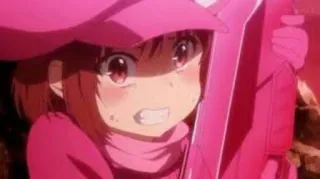 😱 LLENN Sword Art Online Alternative Gun Gale Online Anime, Postać, Różowy, Dziewczyna, Llenn, Sword Art Online, Gun Gale Online telegram sticker