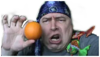 🍊 hombre, naranja, pañuelo, fruta, expresión, persona telegram sticker