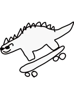 🤨 dinosaur, skateboard, cartoon, animal, reptile, skateboarding whatsapp sticker