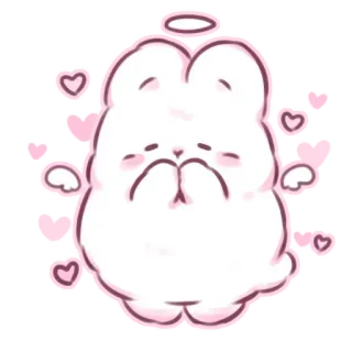 📩 lindo, ángel, conejo, corazones, kawaii telegram sticker