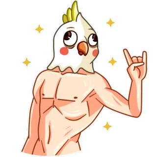 🤘 pájaro, hombre, fiesta, animal, cacatúa, pegatina telegram sticker
