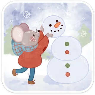 ❄️ mysz, bałwan, zima, śnieg, słodki, kreskówka telegram sticker